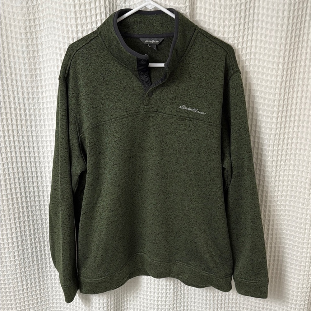 Men’s Eddie Bauer Forest Green Quarter-Button Pullover - Size XL